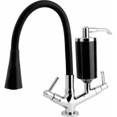 Imagem de Torneira luxo preta com filtro cozinha bancada 1/4 de  volta - TCK MET