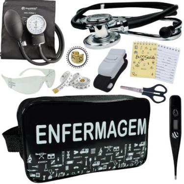 Imagem de Kit Academico Enfermagem Premium Preto Completo - Love Saude, PRETO EN