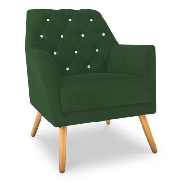 Imagem de Poltrona Velvet Strass Veludo Pés De Madeira - Pallazio Cor Verde