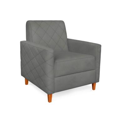 Imagem de Poltrona Liana Veludo Cinza Chumbo Pés De Madeira - Pallazio