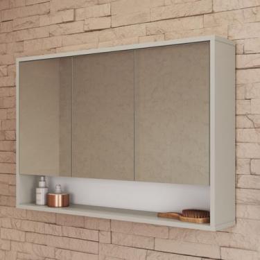 Imagem de Armário de Banheiro Aéreo 88,4cm com Espelho e 3 Portas Bari Art In Mó