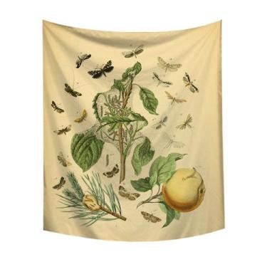 Imagem de Tapeçaria, flores, plantas, borboletas, parede, 150x130cm, microtecido