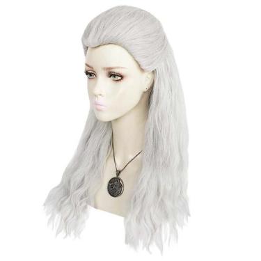 Imagem de Peruca de cosplay Witchers, fantasia de anime, festa de Halloween, cal