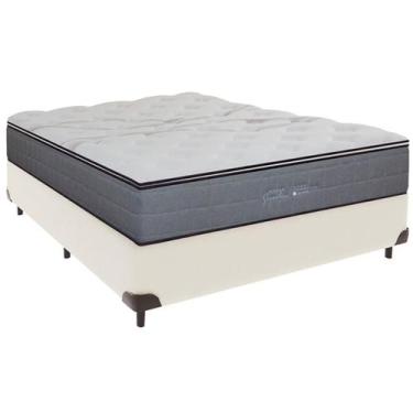 Imagem de Cama Box Casal e Colchão Ares Molas Ensacadas Colchobel Palha