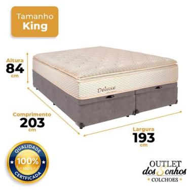 Imagem de Cama Baú King e Colchão Deluxe Molas Ensacadas Colchobel Cinza