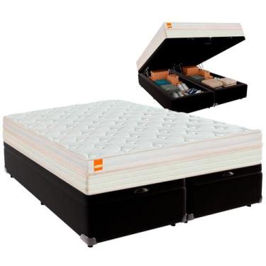 Imagem de Cama Baú Queen e Colchão Tucson Molas Ensacadas Inducol Preto
