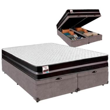 Imagem de Cama Baú King e Colchão Bogota Molas Ultralastic Inducol Cinza