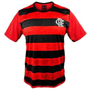 Imagem de Camiseta Flamengo Vermelha Adulta Listrada Masculina Cor:PretoTamanho: