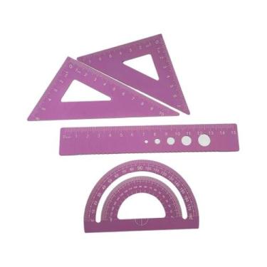 Imagem de Conjunto De Réguas Metálicas De 6 Cores, 4 Peças, Ferramentas De Desen