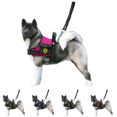 Imagem de Coleira De Cachorros Grandes Porte Peitoral Com Bolso Lateral + Guia C