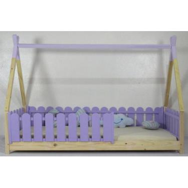 Imagem de Cama Montessoriana Solteiro Cabana Colorida Madeira Maciça Pinus - Pip