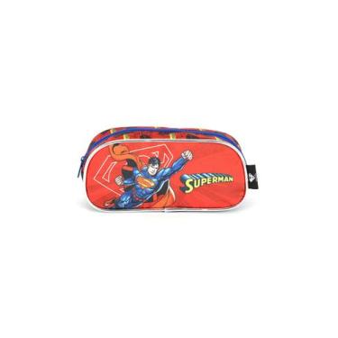 Imagem de Estojo Infantil Escolar Ziper Superman Luxcel EI42264SM Cor:Vermelho, 