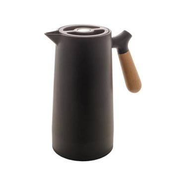 Imagem de Garrafa térmica potty preta com cabo madeira 1 l café chá - Dolce Home
