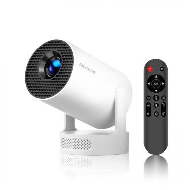 Imagem de Mini Projetor Alwtniet Branco 260 Lúmens 720P Suporte 4K Rotativo 180° HY300Pro+