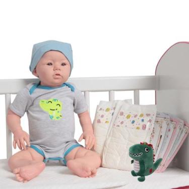 Imagem de Boneco Reborn Masculino Olhos Azuis 48cm Jacarezinho - Cegonha Reborn 