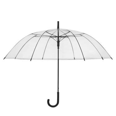 Imagem de Guarda Chuva Transparente Cabo Preto: 8 Varetas Automático - L&Q