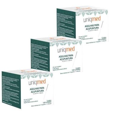 Imagem de Agulha para acupuntura 1000un 0,25x50mm kit 3cx uniqmed tamanho:0,25x5
