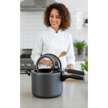 Imagem de Panela Pressão Antiaderente 4,5L C/ Visor Grafite Segura - Congratulat