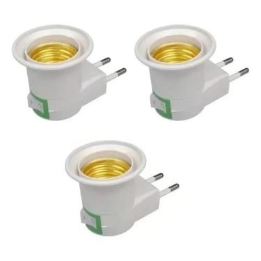 Imagem de Kit 3 Soquetes Premium Bocal P/ Lampada E27 C/tomada Brasil - soquete 