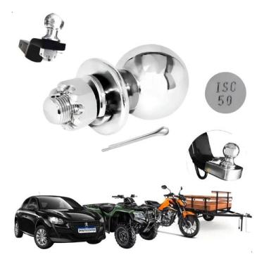 Imagem de Bola Esfera Cromada Engate Reboque Rabicho Completa Pino Aço - Congrat