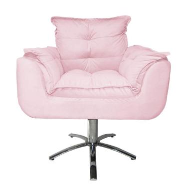 Imagem de Jogo 2 Poltronas Estofada Consultório Base Giratória de Metal Opala Suede Rosa Bebe - LM DECOR