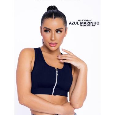 Imagem de Tops Fitness Ginastica Feminino Com Zíper E Bojo Removível Academia Pronta Entrega-Femi...