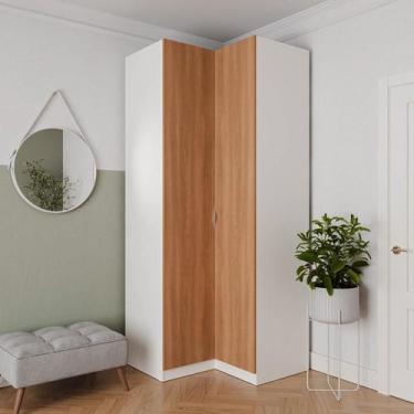 Imagem de Guarda Roupa de Canto Reto Modular com 3 Prateleiras 2 Gavetas Hera Ca