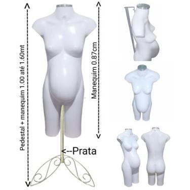 Imagem de Manequim feminino (Meio corpo gravida N.38) branco com tampa prata + p