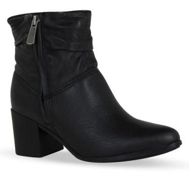 Imagem de Bota Feminina Bottero Cano Curto Couro Salto Bloco 346907, 35, Preto