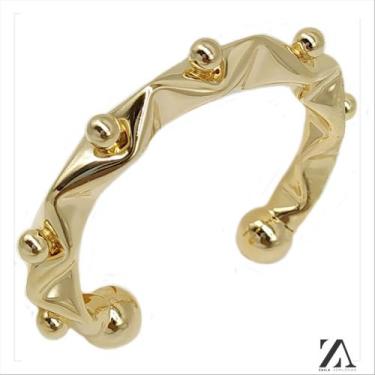 Imagem de Bracelete Tubo Torcido Liso com Bolas - Zaila Semijoias