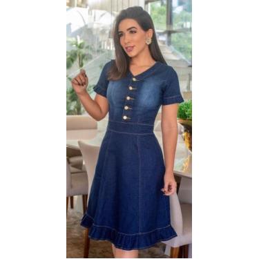 Imagem de Vestido Godê Nathally Jeans com elastano - , GG
