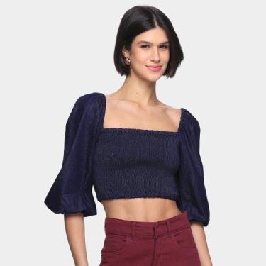 Imagem de Blusa Oh, Boy! Lastex Feminina, Azul, P