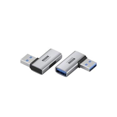 Imagem de Hagibis Adaptador USB 3.2, pacote com 2, ângulo direito e esquerdo, 90 graus, conector macho para fêmea, extensor de cabo adaptador OTG para laptops, carregador, PC, teclado de mouse de carro (lado
