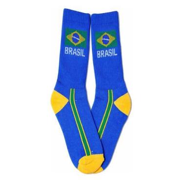Imagem de Meia Brasil Seleção Canarinho Copa Futebol Torcedor Grande