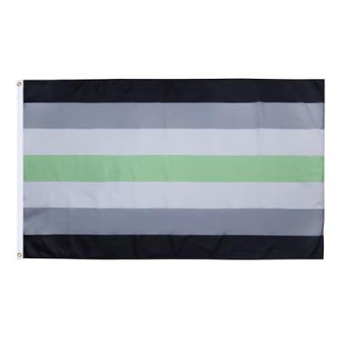Imagem de AZ FLAG - Bandeira do Orgulho Agender - 9,5 cm x 1,5 m - Poliéster 100D Genderqueer - Banner não binário com dois ilhós de metal - Resistente ao desbotamento - Cores vivas - 90 cm x 1,5 m - 150 x 90