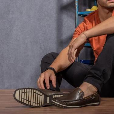 Imagem de Sapato mocassim masculino com relógio 03371 - Laroche , Café, 40