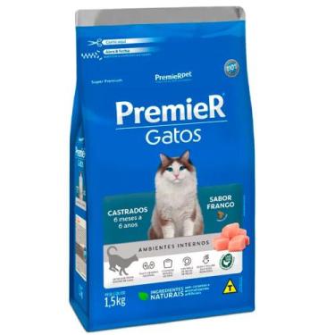 Imagem de Ração Premier Gatos Castrados de 6 meses a 6 anos Sabor Frango 1,5 kg