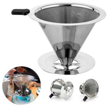 Imagem de Coador Filtro De Café Inox Reutilizável Com Base Grande 103 - Kadê