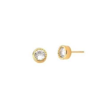 Imagem de Brinco ponto de luz cristal banhado a ouro - zircônias - 7mm - 2g - VI
