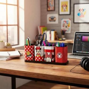 Imagem de Kit 4 Porta Caneta e Bandeja de Mesa Organizador de Escritório Decorad