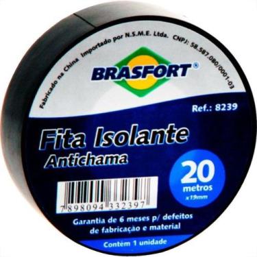 Imagem de Fita Isolante Brasfort 20M X 19Mm Preta 8239 - Kit C/10