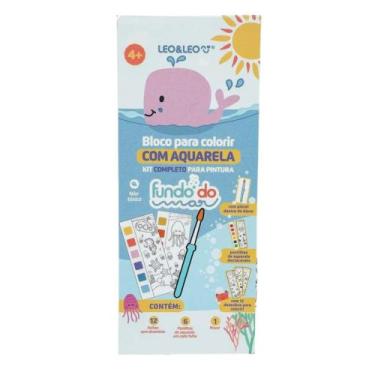 Imagem de Bloco de Colorir com Aquarela + Pincel Fundo do Mar Leo&Leo Leonora - 