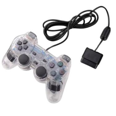 Imagem de Controles Ps2 Joystick Com Fio Ergonômico Plug And Play Cristal Com Du