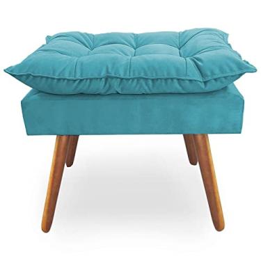 Imagem de Puff Decorativo Opala com Enchimento de Fibra e Flocos no Tecido Suede Liso - NET DECOR (TURQUESA)