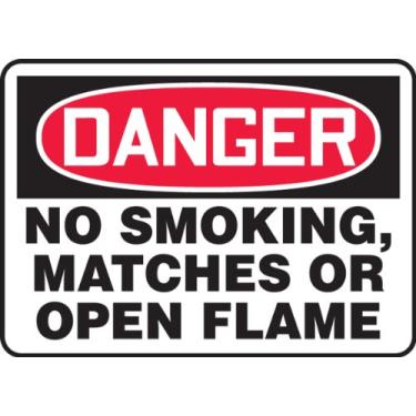 Imagem de Accuform Placa de segurança de alumínio MSMK004VA, legenda "Danger NO Smoking, Matches OR Open Flame", 17,8 cm de comprimento x 25,4 cm de largura, vermelho/preto em branco