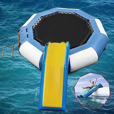 Imagem de ECBETCR Cama elástica inflável inflável de 2 a 3 m de diâmetro de PVC, cama elástica inflável flutuante, equipamento de natação para piscina, jardim, terra, 2 m
