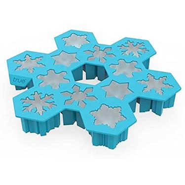 Imagem de Yajun Bandeja de gelo de floco de neve, molde de silicone "faça você mesmo", pequena, empilhável, fácil de liberar, para congelador/bebidas/comida/chocolate, azul