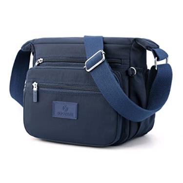 Imagem de Bolsa transversal feminina, bolsa leve para uso diário, bolsa de ombro de nylon impermeável de moda Azul