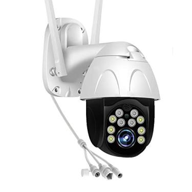 Imagem de Câmera de segurança PTZ WiFi externa, câmera de vigilância CCTV IP 1080P, com visão noturna em cores e áudio bidirecional, detecção de movimento com rastreamento automático, IP66