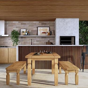 Imagem de Conjunto com Banco e Mesa de Jantar Retangular Corona Mel 160 cm